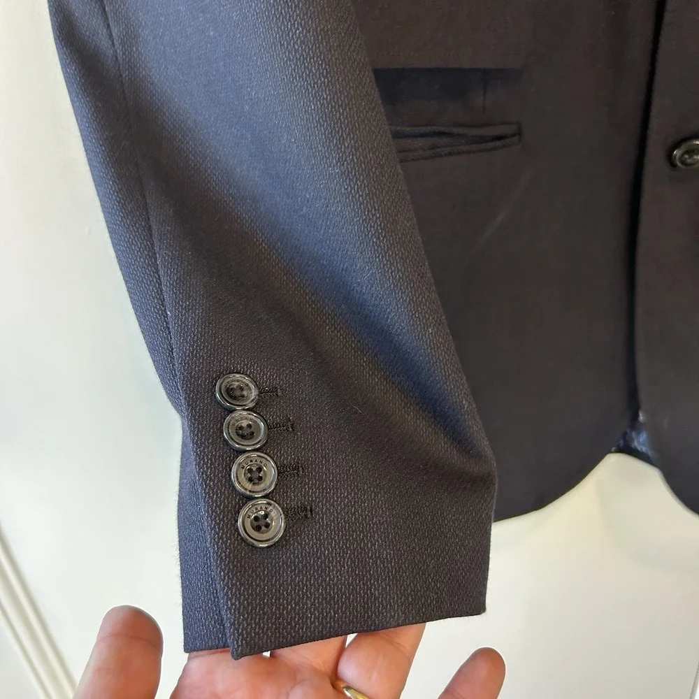 Murano Mens Slim Fit Blazer Navy Blue Textured Sport‎ Coat Bird Lining Size XL